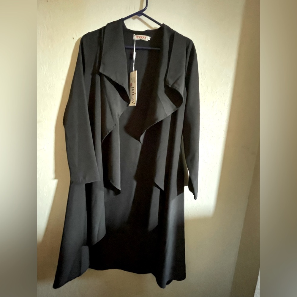 Long Ruffled Collar Overcoat Size M